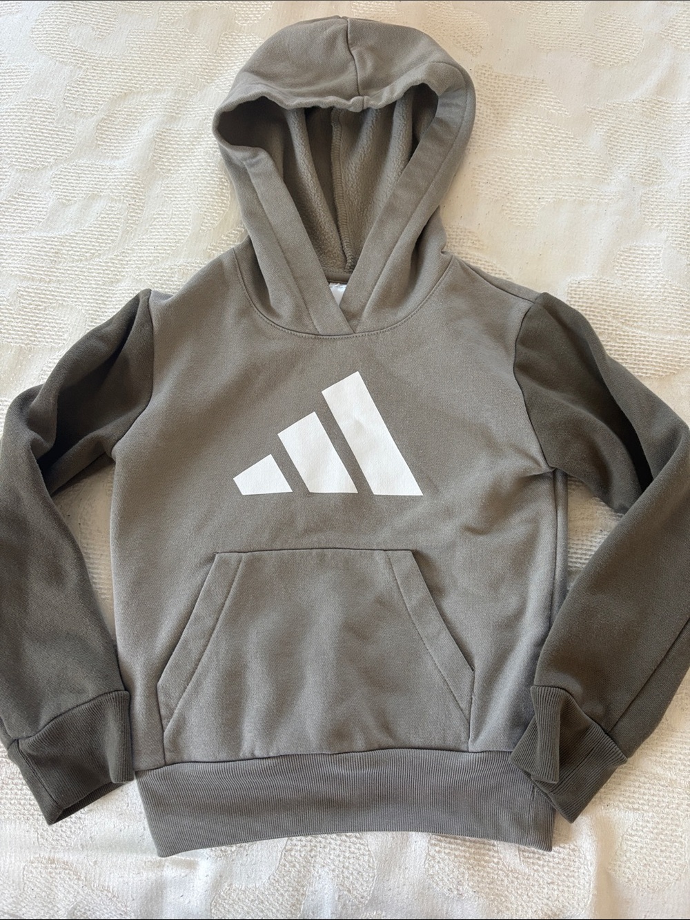 adidas Kids Grey Hoodie with White Logo Hoodie